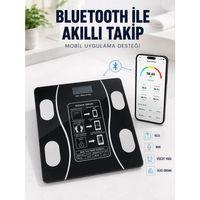 Akıllı Cam Baskül Bluetooth Mobil Uygulamalı Vücut Analiz Tartısı 180 Kg Lcd Ekran