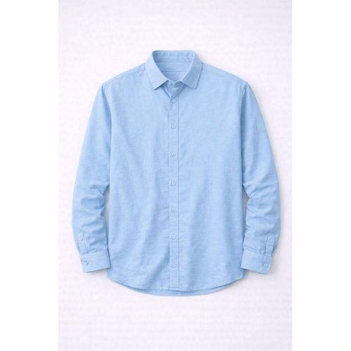 Scott – Soft Dokulu Yarım Oversize Modern Erkek Gömlek- Soğuk Mavi