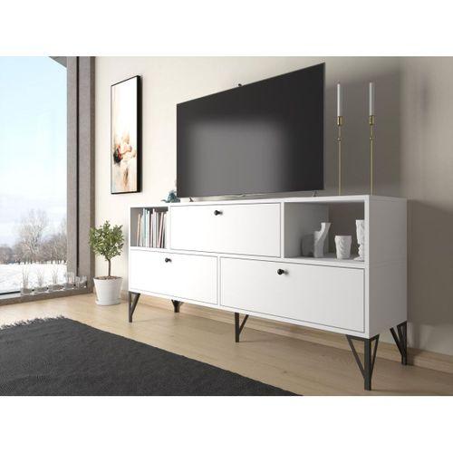 Wood'n Love Mia 160 Cm Metal Ayaklı Tv Ünitesi - Konsol - Beyaz / Siyah