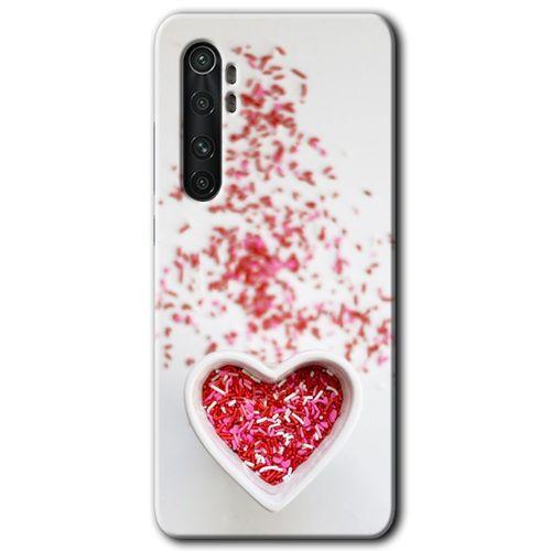 Xiaomi Mi Note 10 Lite HD Baskılı Kılıf + 9D Tam Ekran Koruyucu - Kalpli Şekerleme