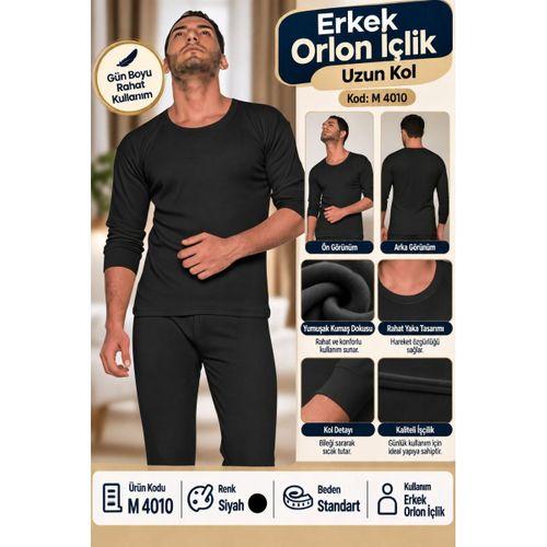Erkek Orlon İçlik Uzun Kol Siyah – Standart Beden Termal İçlik – M 4010