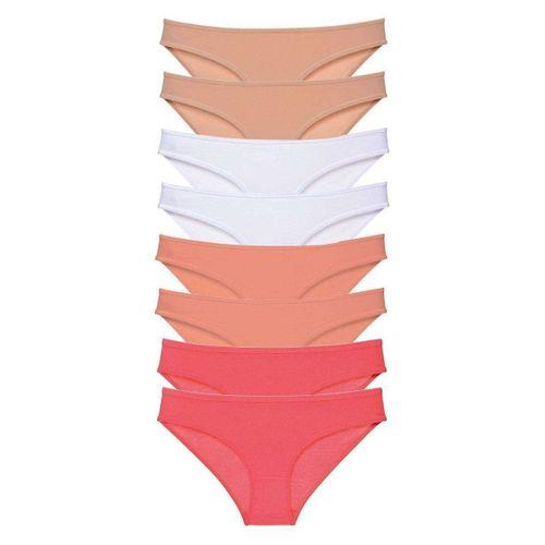 8 Adet Süper Eko Set Likralı Kadın Slip Külot Ten Beyaz Pudra Fuşya