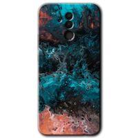 MRCİLETİSİM Huawei Mate 20 Lite Kılıf HD Desen Baskılı Arka Kapak + Temperli Cam - Liquid Colorfull