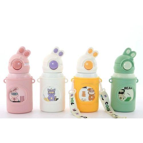 Tavşan Kulaklı Pipetli Çocuk Termosu - 500 Ml Paslanmaz Çelik Suluk Alk2309