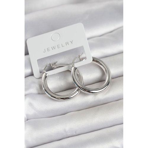 Gümüş Renk Pirinç Halka 30 mm Kadın Küpe