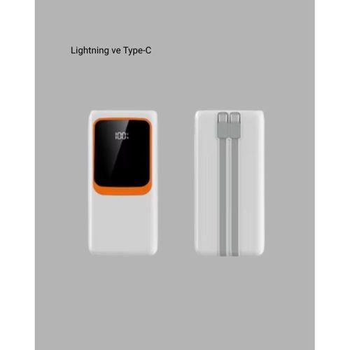 Powerbank 10000 Mah – Çift Usb Çıkışlı, Type-c Girişli, Şık Beyaz Tasarım