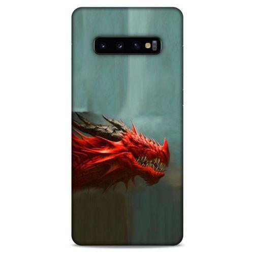 Samsung Galaxy S10 Plus Kılıf Dragons (17) Tasarım Kılıf Siyah Boynuzlu Ejderha