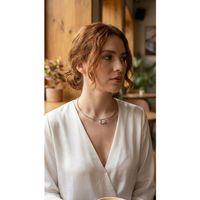 Pirinç Gümüş Renk Choker Model Zirkon Taşlı Kadın Kolye