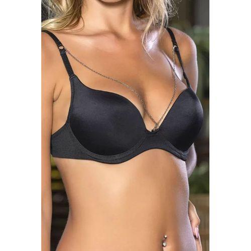 Günlük Kullanıma Uygun siyah Zincir Aksesuarlı Yarım Push-up Sütyen,destekli, Düşük Dekolte Uyumlu