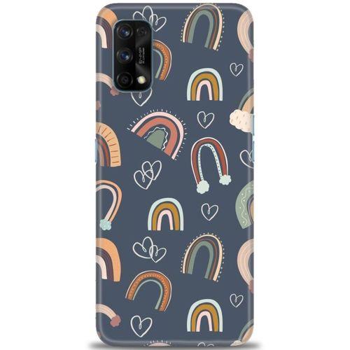 Realme 7 Pro Kılıf HD Baskılı Kılıf - Gökyüzü Kalp + Tam Ekran Koruyucu