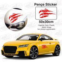 Pençe İzi Büyük Kırmızı Kaput Sticker, Oto Etiket, Araç Çıkartma, Araba Tuning, Modifiye, Aksesuar