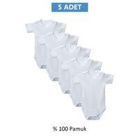 Beyaz Yarım Kol Body Zıbın 2-7 YAŞ Çocuklar İçin (5 ADET) Alttan Çıtçıtlı Özel Gereksinimli