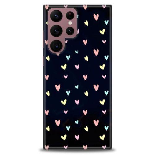 Samsung Galaxy S22 Ultra Kılıf HD Baskılı Kılıf - Mini Mini Kalpler + Tam Ekran Koruyucu