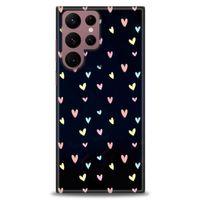 Samsung Galaxy S22 Ultra Kılıf HD Baskılı Kılıf - Mini Mini Kalpler + Tam Ekran Koruyucu