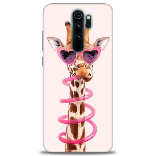 Xiaomi Redmi Note 8 Pro Kılıf HD Baskılı Kılıf - Pipetli Zürafa + Tam Ekran Koruyucu
