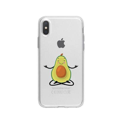 iPhone Xs Yogacı Avokado Desenli Premium Şeffaf Silikon Kılıf