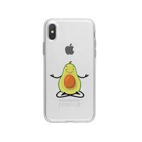 iPhone Xs Yogacı Avokado Desenli Premium Şeffaf Silikon Kılıf