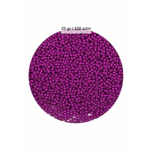 Fuşya Renk 4 mm Yaklaşık 220 adet/20 gram Cam Boncuk Oya Yazma Bileklik ve Kolye