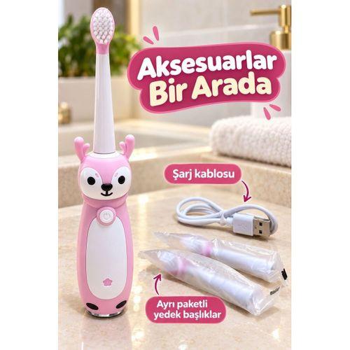 Şarjlı Diş Fırçası Pembe Gövdeli Yedek Başlıklı