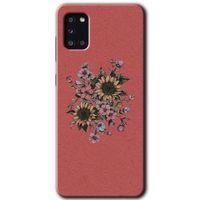 Samsung Galaxy A31 Kılıf Baskılı Kapak - Retro Çiçek + 5D Tam Kaplayan Cam