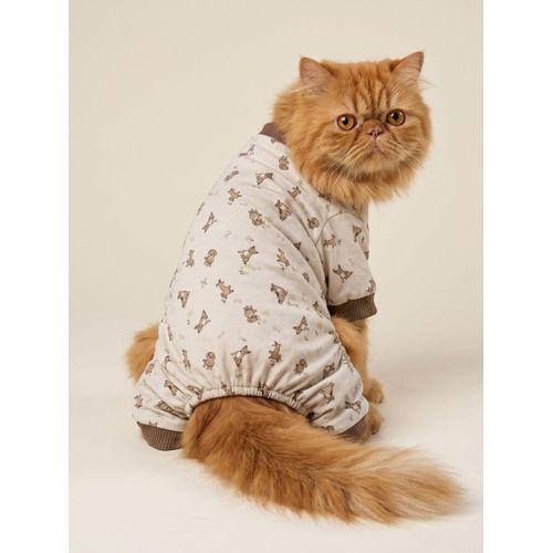 Breeds & Friends Penye Kedi Tulumu | Çok Irklı Desenli Kedi Pijaması
