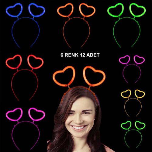 Glow Karanlıkta Yanan Fosforlu Kalp Taç 12 Adet - Lisinya