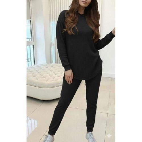 Kadın Uzun Kollu Kapşonlu Meloni Bluz Ve Pantolon Ikili Takım