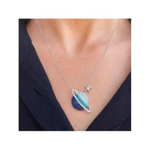 Gezegen Kolye Zirkon Firuze Taşlı Gümüş Kadın Kolye