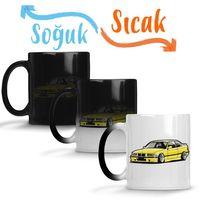 Bmw Stanced out E36 Yellow Sihirli Kupa Bardak Porselen