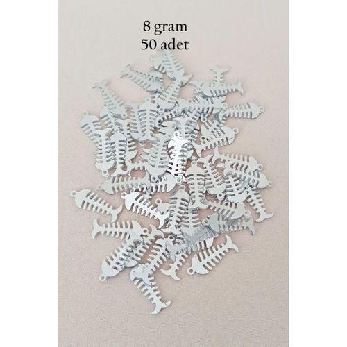 Oya Abiye Bileklik Kolye Pleksi Metalik Plastik Pul Gümüş Renk 8 gram 50 adet - BNC529