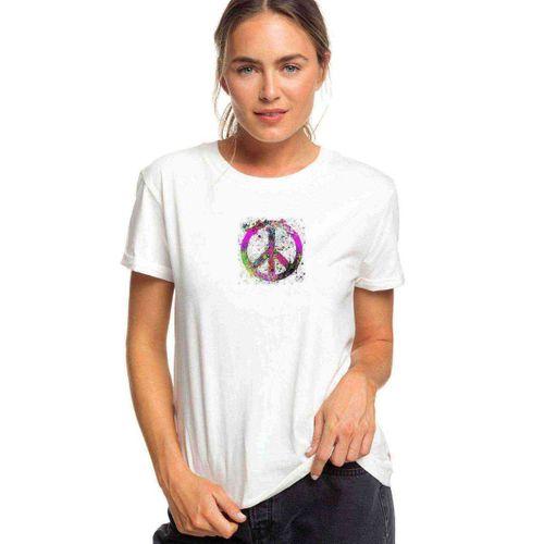 Peace Sign Baskılı Beyaz Kadın Tshirt