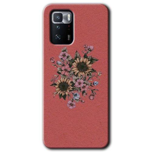 Poco x3 GT Kılıf Baskılı Kapak - Retro Çiçek + 5D Tam Kaplayan Cam