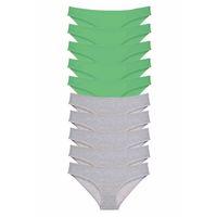 10 adet Süper Eko Set Likralı Kadın Slip Külot Yeşil Gri