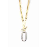 Taşlı Zincir Kolye - Altın