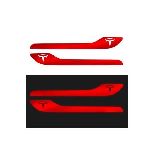 Tesla Model 3 - Y Için Özel Kesim Tesla Logolu Kapı Kolu REFLEKTİF Sticker Seti (4'lü Set)