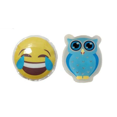 Gülen Emoji Mavi Baykuş Cep Sobası,El Isıtıcı,2 Adet Sıcak Su Torbası Pvc 9Cm
