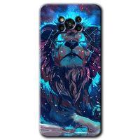 MRCİLETİSİM Poco x3 Pro Kılıf HD Desen Baskılı Arka Kapak + Temperli Cam - Neon Aslan