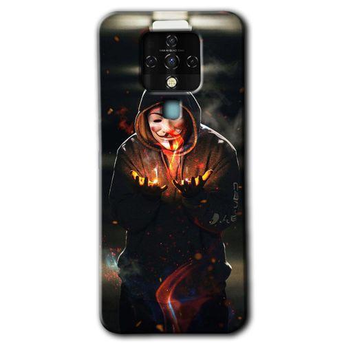 Tecno Camon 16 HD Baskılı Kılıf + 9D Tam Ekran Koruyucu - V for Fire