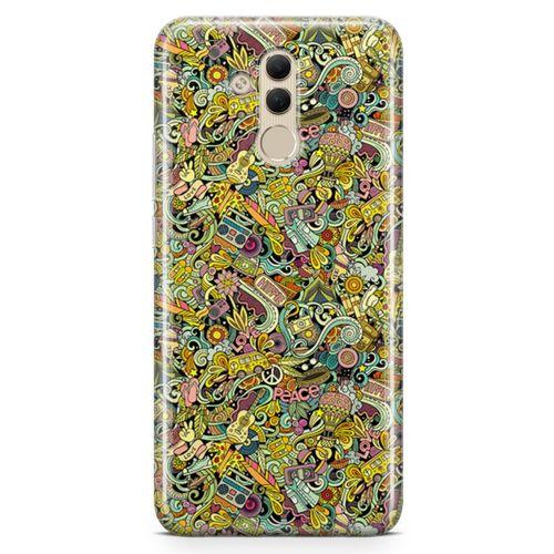 Huawei Mate 20 Lite Kılıf Hippie Doodle Arka Kapak Koruma Desenli Full Koruyucu