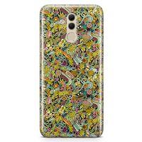 Huawei Mate 20 Lite Kılıf Hippie Doodle Arka Kapak Koruma Desenli Full Koruyucu