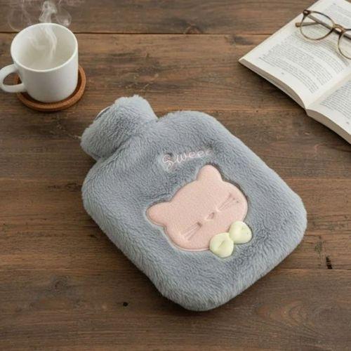 Papyonlu Kedi Figürlü Mavi Peluş Sıcak Su Torbası 1 Litre