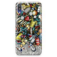 Samsung Galaxy M10 Kılıf Fitness Doodle Arka Kapak Koruma Desenli Full Koruyucu