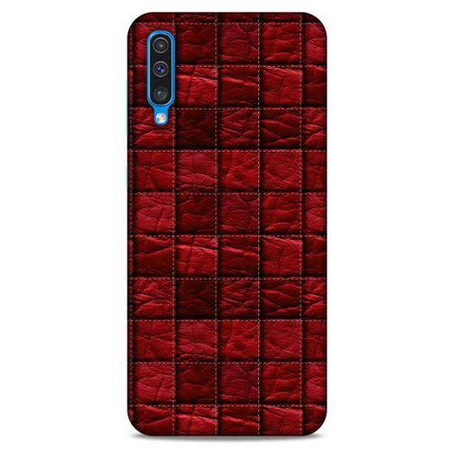 Samsung Galaxy A50 Kılıf Patchwork (12) Koruyucu Silikon Kırmızı Bordo
