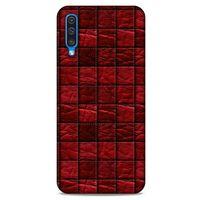 Samsung Galaxy A50 Kılıf Patchwork (12) Koruyucu Silikon Kırmızı Bordo