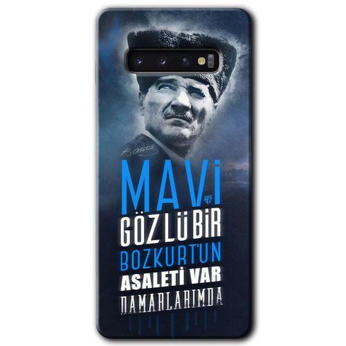 Samsung Galaxy S10 HD Baskılı Kılıf + 9D Tam Ekran Koruyucu - Bozkurt Atatürk