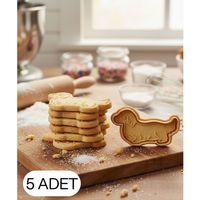5Li Sevimli Köpek Şekillendirici Kalıp Kurabiye Hamur Kesici Oyun ve Şeker Hamuru Seti