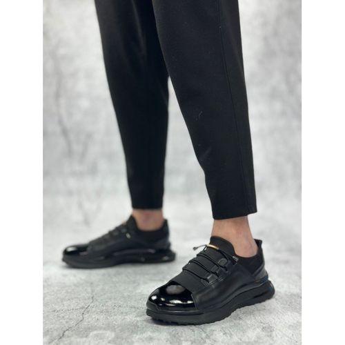 BA0234 İçi Dışı Hakiki Deri Rahat Taban Siyah Bant Detaylı Sneakers Casual Erkek Ayakkabı