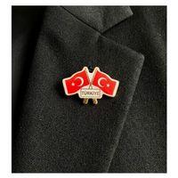 İkili Bayraklı Türk Bayrağı Türkiye Yaka Rozeti - 2 adet