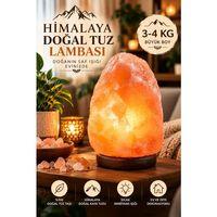 Himalaya 3-4 Kg Doğal Kaya Tuzu Lambası Ahşap Kaideli Dekoratif Ortam Lambası
