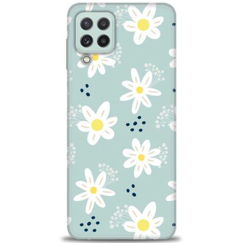 Samsung Galaxy M22 Kılıf HD Baskılı Kılıf - Papatyalar + Tam Ekran Koruyucu